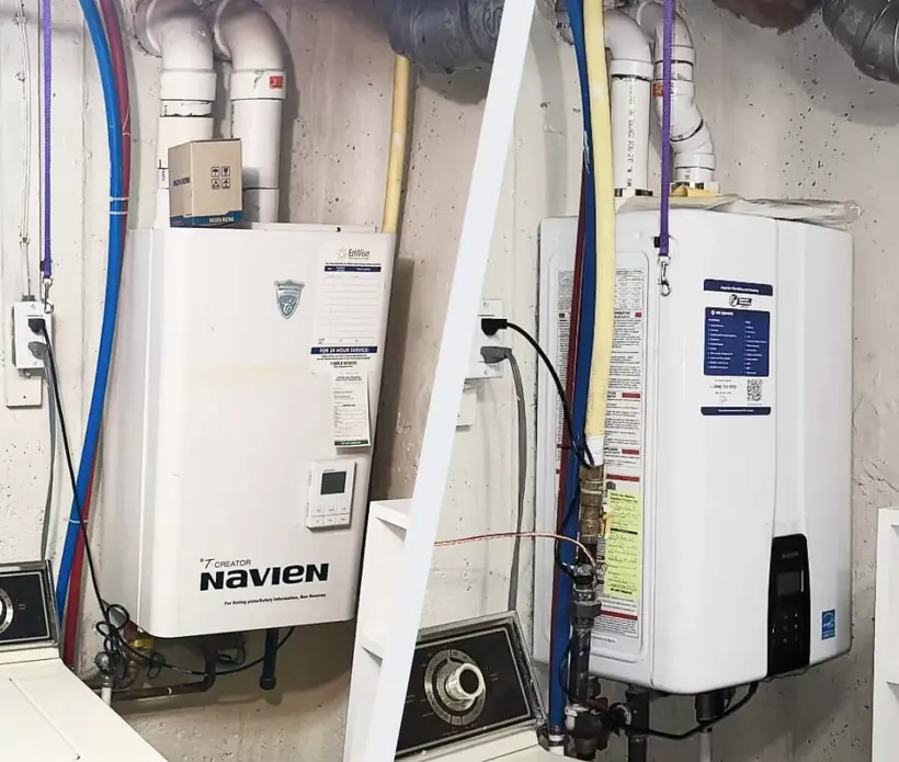 Tankless water heater replacement, before and after